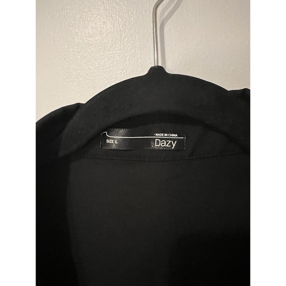 Dazy Button Up Fabric Size Large Long Sleeves Tie Sides Women's Dress Shirt - Picture 2 of 5